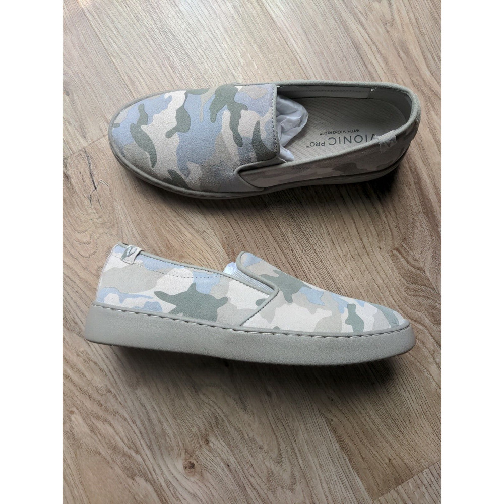 Vionic Avery Camo Slip On Sneaker Womens 7.5 Gray Blue EU 38.5 Comfort shoes